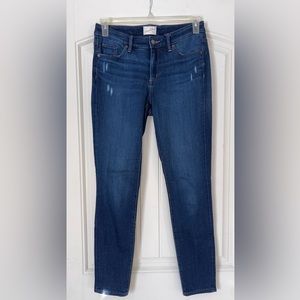 Universal Thread Mid Rise Skinny Jeans Blue Distressed Dark Demin Size 4/27